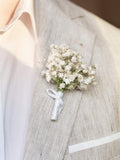 Wedding Boutonniere, Dried Baby's Breath wedding Boutonniere and Groomsman, man accessories, white buttonhole, wedding rustic boho style. wedding flower
