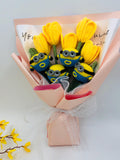 Crochet Minions tulip Banquet, handmade Flower for Mother, Friend Thanksgiving Wedding Flowers Bridal Flowers, Graduation Gift house warming flower