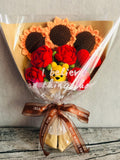 Crochet Flowers,  Pooh Bear Sunflower Rose Ornaments, Cute A bunch of flower Anniversary bouquet Gift for her flower ornaments house warming flower