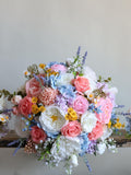 Fake Wildflowers Bridal Bouquet, Colorful Spring Summer Wedding Bouquets, Peony, Ranunculus, Rose, Daisies, Lilacs, Lavender/Coral/Blue wedding flower