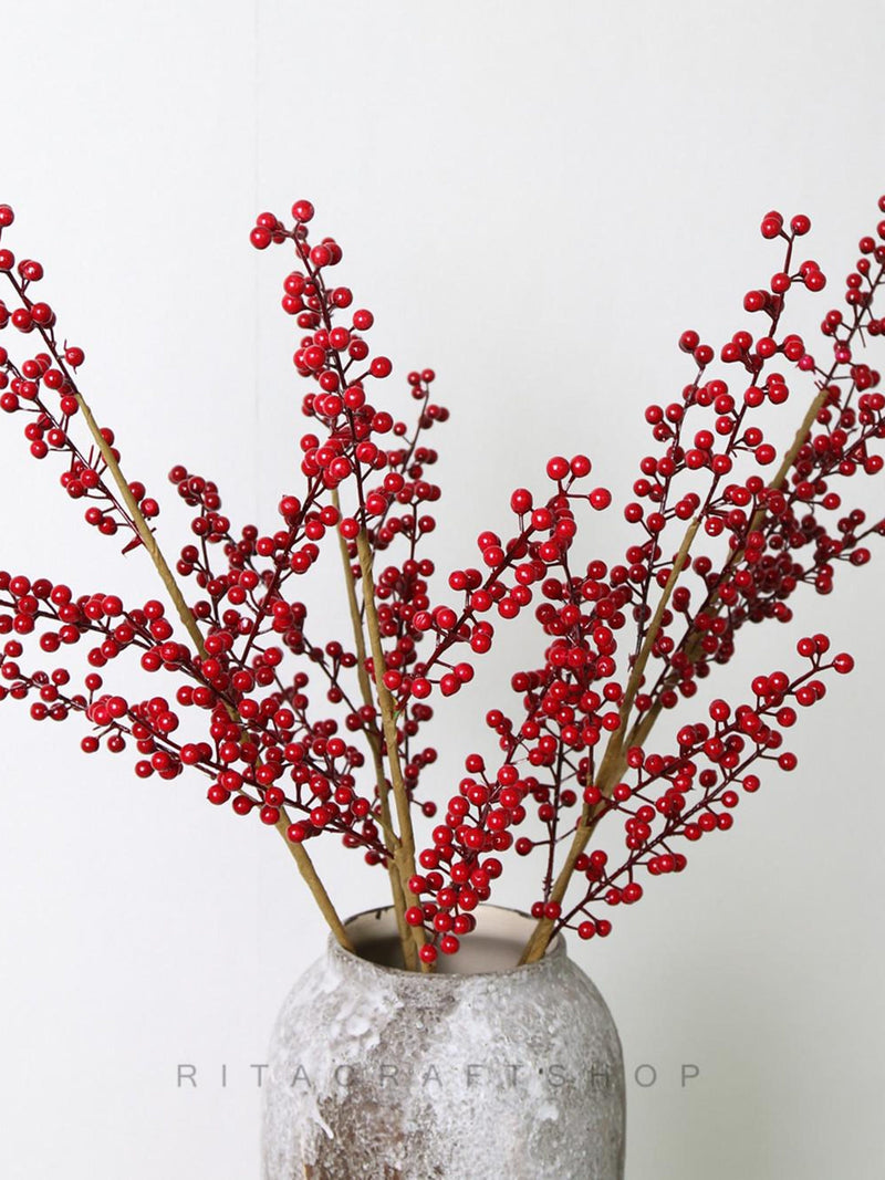 5 stems Red Berry Picks Christmas Berry Spray Artificial Berry Sprigs Fake Berry Faux Flower Arrangement Centerpiece Christmas Decor flower spore