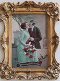 1910s Romance Postcard | Roses Are Not Half So Sweet | Sweet Couple Kissing Among Colorful Flowers | Digital Download Love Romance Flower