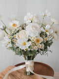 Daisy Oath - White & Yellow Daisies, Cosmos, Ranunculus Artificial Flower Bridal Bouquet Bouquet