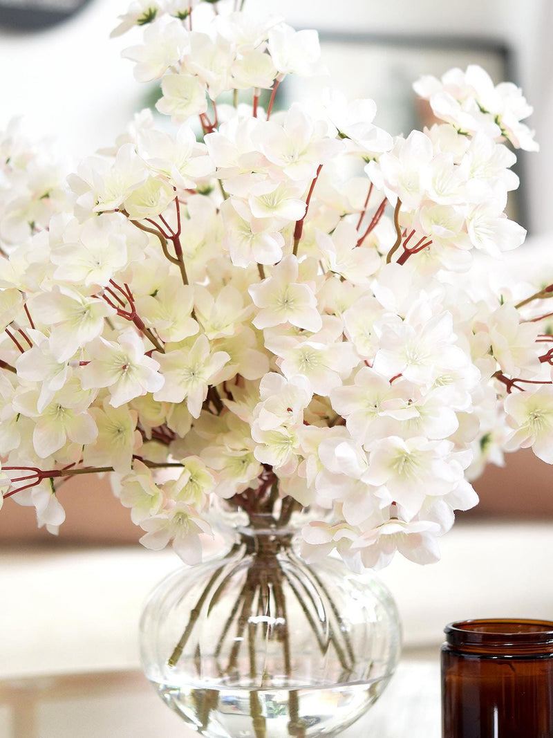 Artificial White Silk Cherry Blossom Stems, Home Decor, Wedding Flowers silk flower