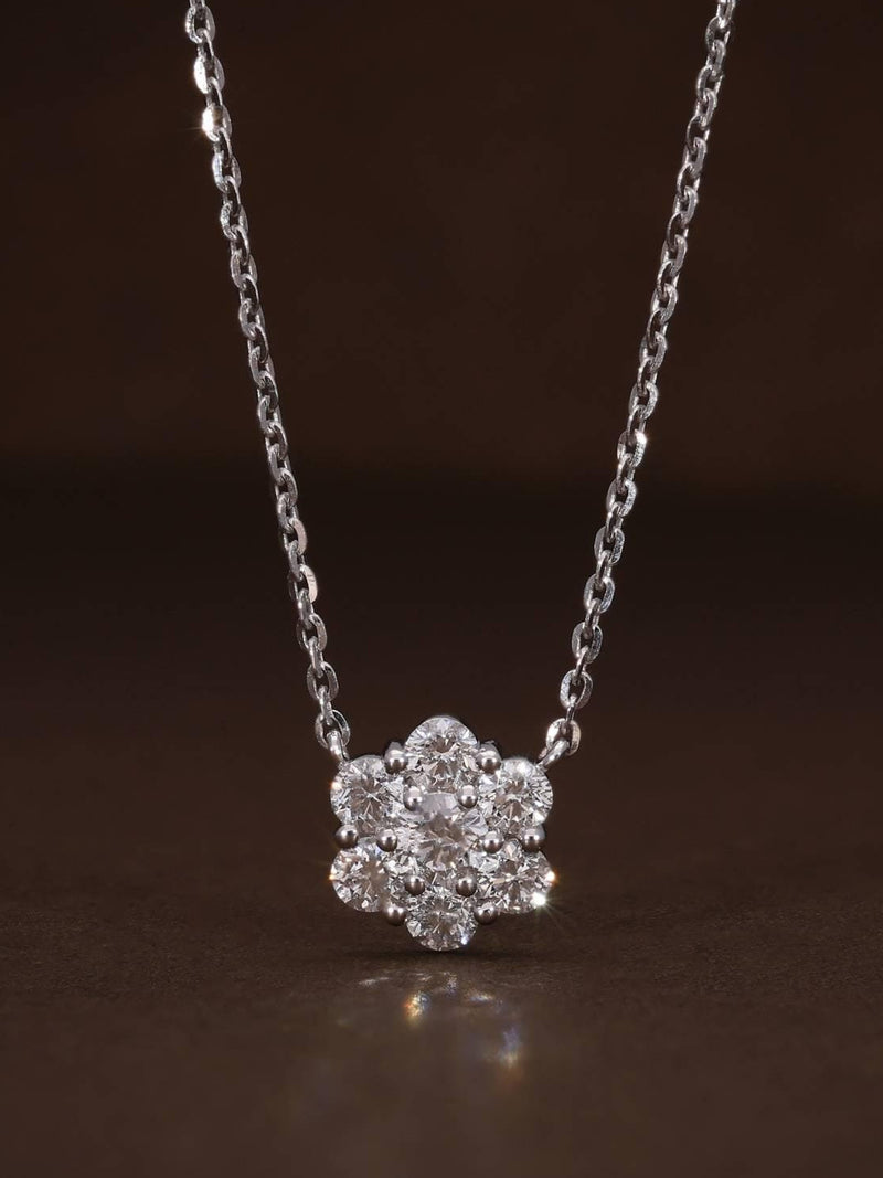 0.78 ctw Lab Grown Diamond Cluster Pendant Necklace | Adjustable Floral Necklace | E-F VVS-VS Certified Diamonds | Gift for Her ANNIVERSARY