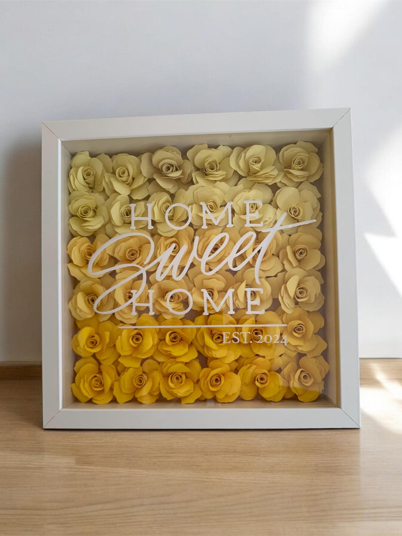 Shadow Box-Personalized paintings with paper flowers-Shadow boxes-gift, house warming, birthdays, friends-Home decoration house warming flower