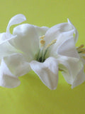 Petite Triple Cream White Lily Silk Flower Hair Clip silk flower