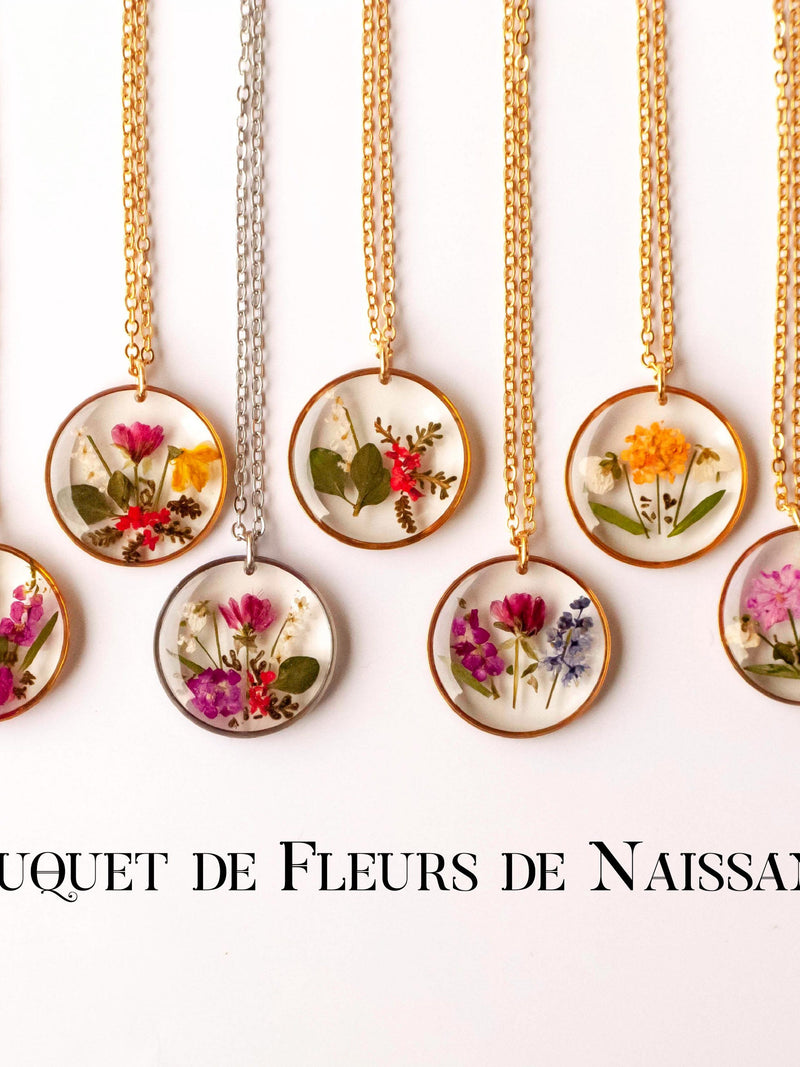 Personalized Baby Flower Bouquet Necklace Ð Unique Family Jewelry in Resin Ð Symbolic Gift for Mom or Grandmother birthday flower