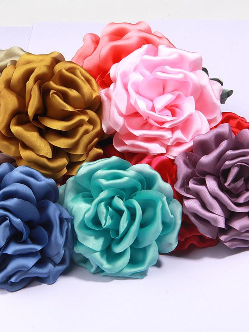 9cm Vintage Artificial Flowers Accessory For dresses DIY Silk Lace Fabric Floral For Women Party Brooch Hair Brooches Clips silk flower