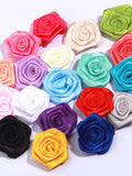 1.5" Handmade Organza Satin Fabric Artificial Rose Flower For Wedding Dress Brooch Decor Headwear Accessories Boutique silk flower
