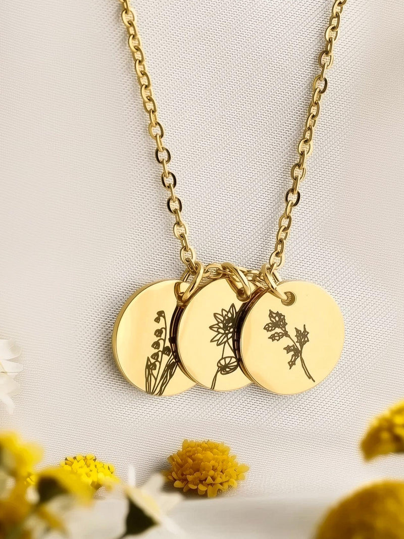 Birth Month Flower Necklace for Women, Birth Flower Gifts, Personalized Jewelry Friendship Birthday Gift, New Mom Gift birthday flower