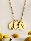 Birth Month Flower Necklace for Women, Birth Flower Gifts, Personalized Jewelry Friendship Birthday Gift, New Mom Gift birthday flower