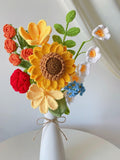 Mother's Day Gift,Crochet Sunflower Bouquet,Knit Tulip,Lily,Rose,Gesang,forget-me-not Flowers Bouquet,Birthday,Anniversary Gifts For Wife Bouquet