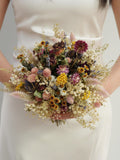 Wildflower Dried Flower Bridal Bouquet, Rural Wedding Dried Flower Bouquet, Dried Rose Lavender Leaf Wedding Bouquet wedding flower