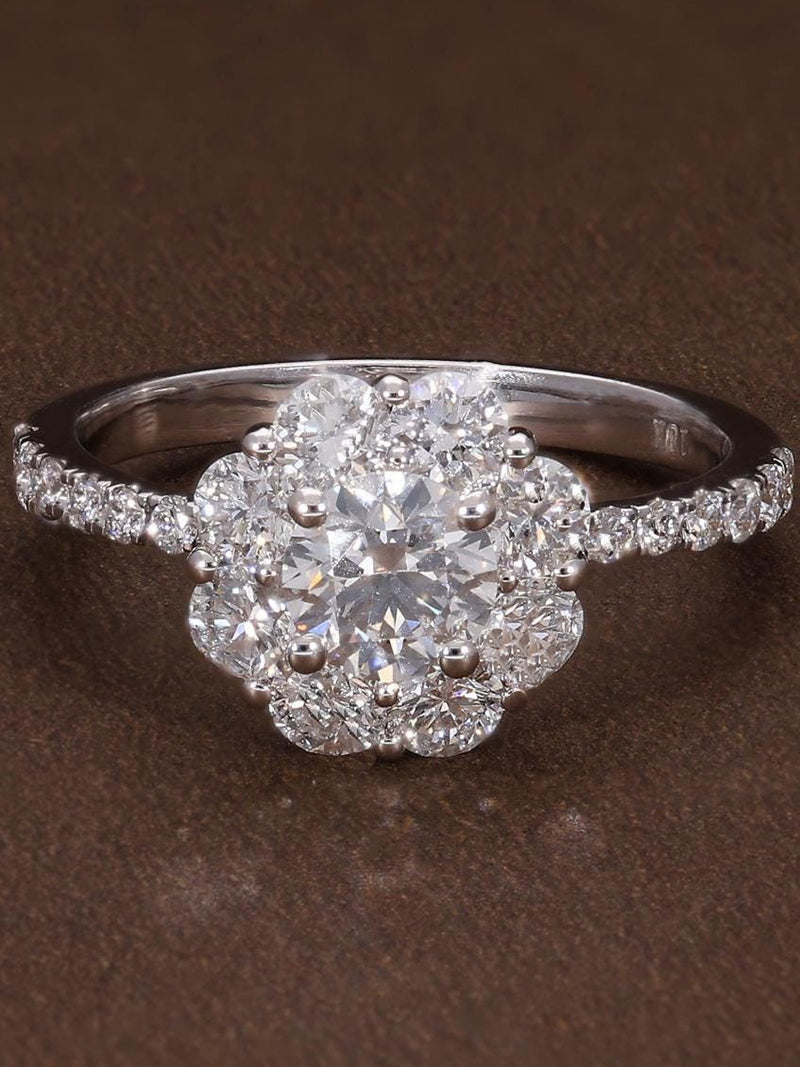1.89ctw Lab Grown Diamonds Flower Engagement Ring | Round Cut Engagement Ring | F-G VVS VS Certified Diamonds Solitaire Ring ANNIVERSARY