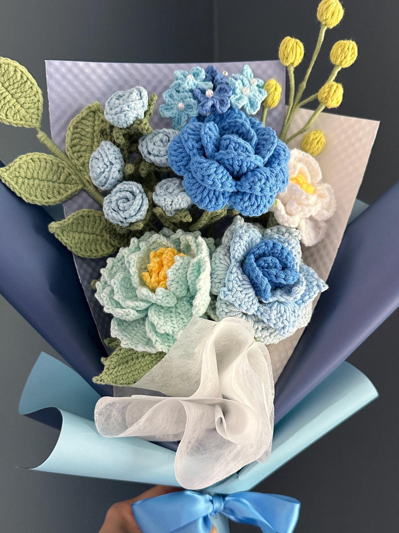 Finished Crochet Flower Bouquet, Valentine Gift, Handmade Gift, Birthday, Wedding, Friendship, Mom, Wife, Girlfriend, Sister, Gift for Her Bouquet
