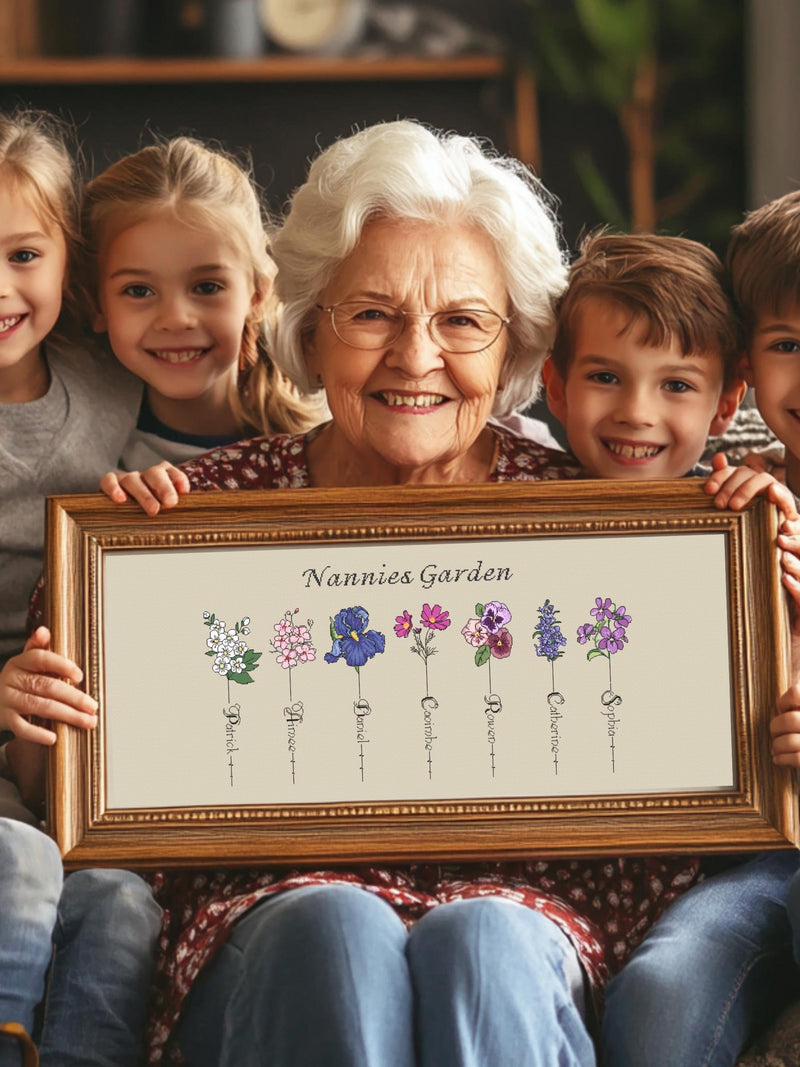 Custom Family Birth Month Flowers Garden Cross Stitch Pattern | Personalised Family Grandparents Embroidered Gift | Digital Download sympathy flower