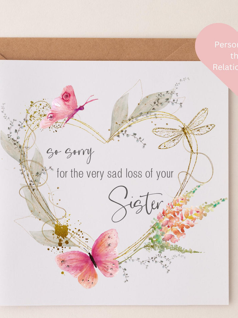 Sympathy Card: Bereavement Condolences, Floral Butterfly Design, Thinking of You, Deepest Sympathy Mum Grandma Dad Family Friend sympathy flower