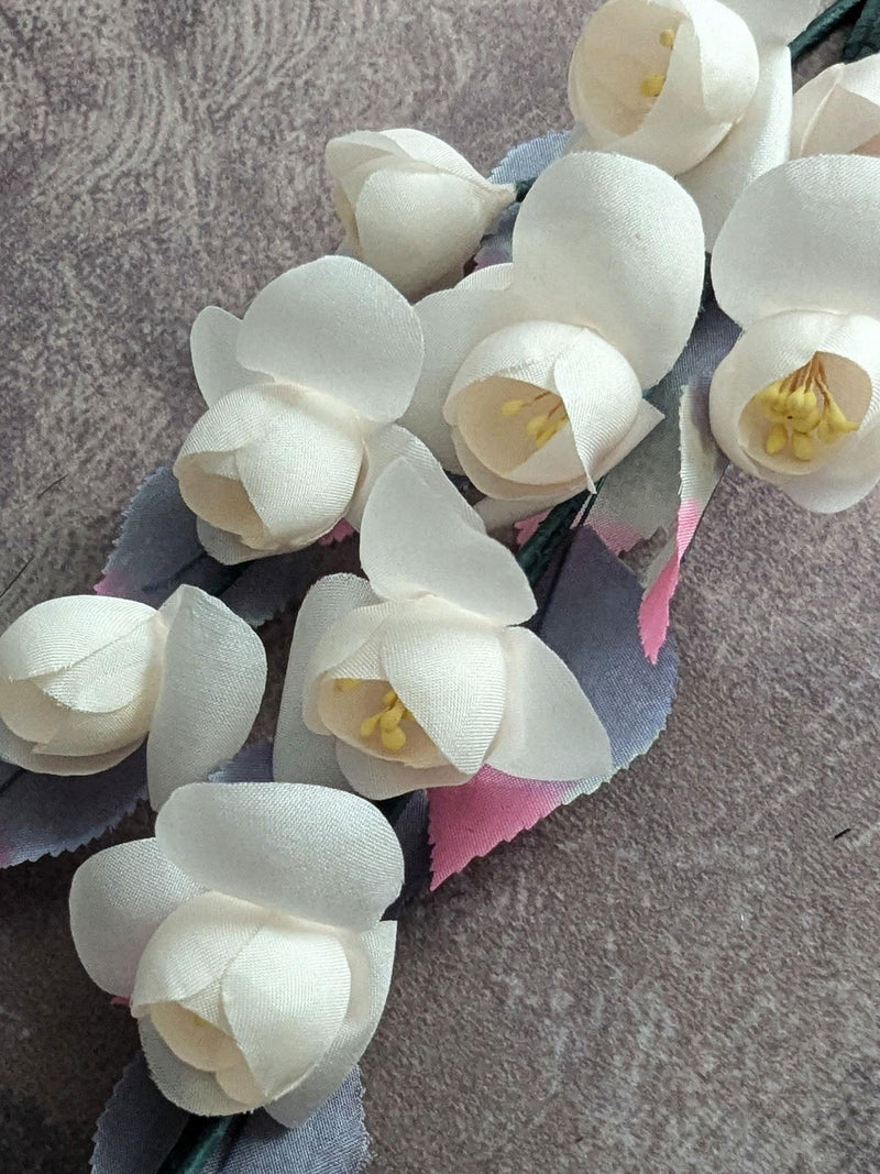 True Silk Vintage Cherry Blossom Spray Ivory Cream Millinery Flowers NOS for Hats Weddings, Floral Arrangements silk flower