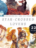 Star-Crossed Lovers Clipart, Watercolor Romance Illustrations (Digital Download) Love Romance Flower