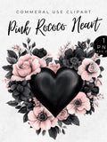 Gothic Floral Heart Clipart: Dark Romance Rococo PNG (Digital Download) Love Romance Flower