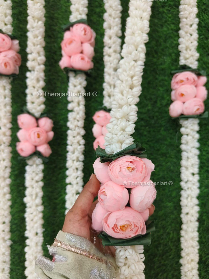 5 Feet Ranunculus Flower Bunch With Mogra Garland String DŽcor for Indian Weddings, Mandap, Muslim Wedding, Pooja, Home, Stage,Garden Events house warming flower