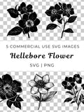 Hellebore Flower SVG Pack, Lenten Rose Floral Vector (Digital Download) flower spore