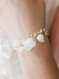 Silk Flowers Wedding Bracelet, Boho Wedding Jewelry, Floral Bracelet for Gift, Wedding Bracelet with flowers, Romantic Bridal Jewelry silk flower