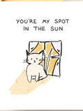 Cute 'You're My Spot In The Sun' Card, Cat Anniversary Card, Valentines Day, Cat Lady Card for Boyfriend or Husband, Wife or Girlfriend Card ANNIVERSARY