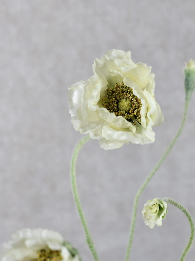 5 Heads Cream Poppy Stem -  Artificial Silk Flower / Wedding / Bouquet / Centerpiece / Arrangement /DIY / Gift for her / Decor /Home Design silk flower