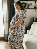 PLUS SIZE - Three Little Tots Flower Floral Labor and Delivery Nursing Hospital Gown- Pajamas & Breastfeeding FLOWER DELIVERY