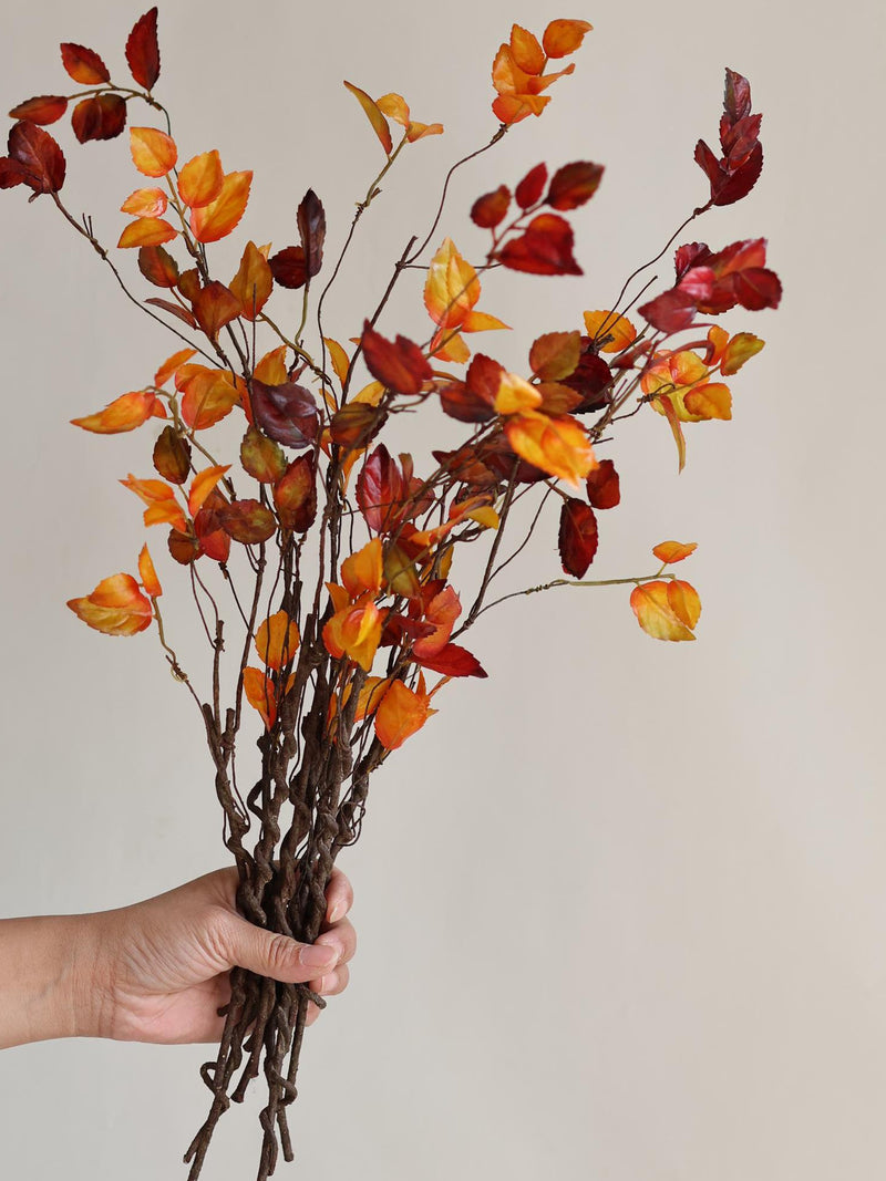 21.2" Faux Burgundy Leaf Branch, Decorative Plant Stem, Minimalist Style, Fall Artificial Plant, Office/Wedding/Home Decoration/Gifts faux plants