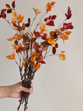 21.2" Faux Burgundy Leaf Branch, Decorative Plant Stem, Minimalist Style, Fall Artificial Plant, Office/Wedding/Home Decoration/Gifts faux plants