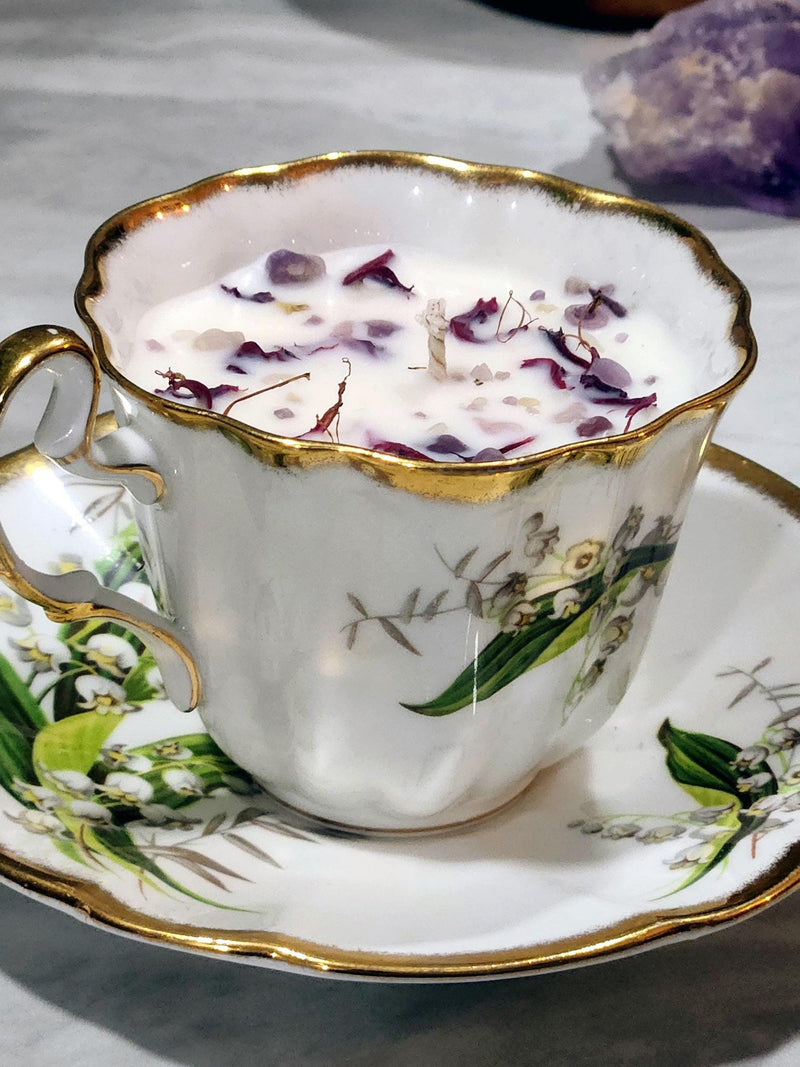Tea Cup Candle Soy Wax Sunset Bliss  Herbal Candle Gift for Mom, Gift for Sister, Teacher, Grandma, Nana, Engagement, Bridal, Best Friend, house warming flower