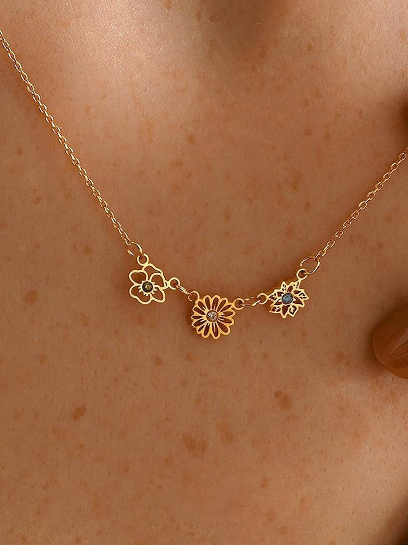 Birthflower Necklace with Birthstone, Custom Birth Month Necklace, Family Birth Flower Necklacce, Bridesmaids Gift for Her, Mothers Day Gift birthday flower