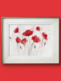 Original hand-painted watercolor painting 'Poppy Flowers' 41x31 cm birthday flower