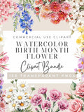Birth Month Flower Clipart Birth Flower PNG Birth Month Flower Bouquet Mother's Day Gift Watercolor Christmas Gift Idea Floral Arrangement birthday flower