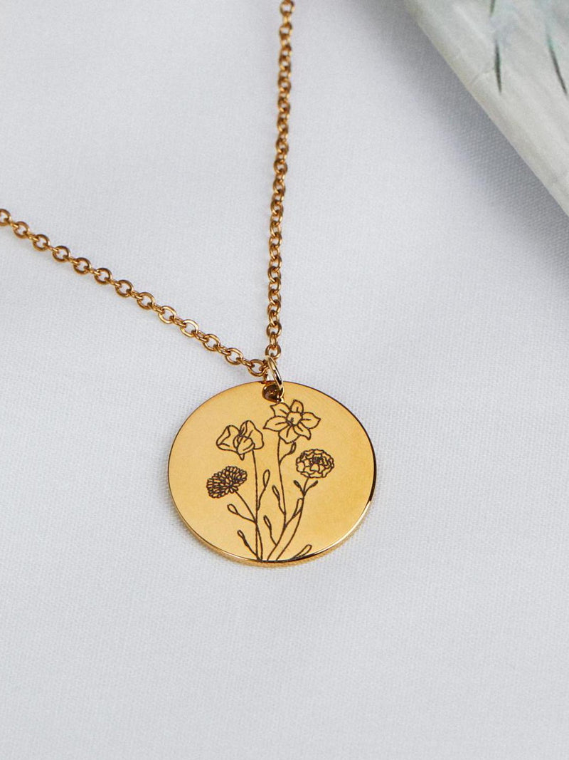 Custom Birth Flower Necklace for Grandma Personalized Birthday Mothers Day Gift for her Multiple Birth Flower Pendant Necklace for Women birthday flower