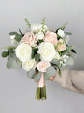 Dusty Pink Bridal Bouquet, Pink Boho Wedding Bouquet, Rustic Flower Bouquet,  Design in Rose, Ranunculus, Peony and Baby's Breath Bouquet