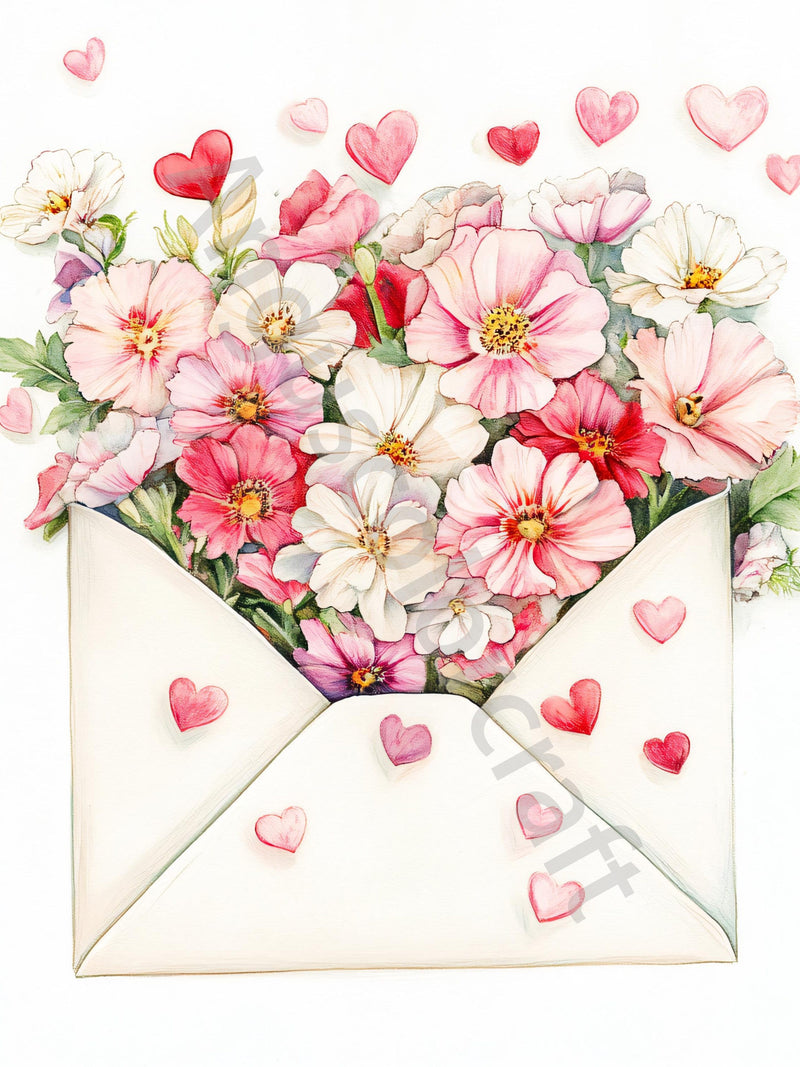 Shabby Chic Love Letter Clipart Bundle 10 High Res Watercolor JPGs for Junk Journaling, Scrapbook, Crafts, Digital Download Valentine's Day Love Romance Flower