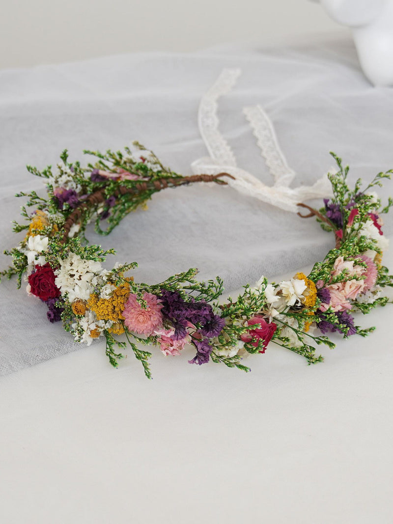 Handmade Dried Flower Crown: Bohemian Bridal Hair Wreath FLOWER DELIVERY