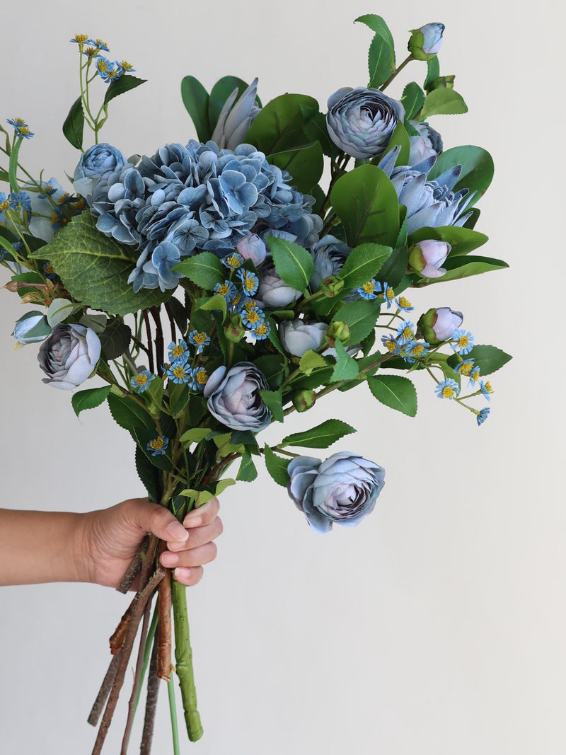 Faux Dusty Blue Artificial Flowers in Multiple Types, Roses, Hydrangeas, Daisies, King Protea, Camellias, Wildflowers, DIY Craft Projects FLOWER DELIVERY