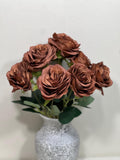 Brown Flowers 1 Bundle Artificial Terracotta Flowers Wedding Chocolate Brown Flowers Silk Bouquet Rust Flower Heads with Stems Terracotta silk flower