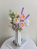 Crochet Flower Bouquet: Handmade Peony, Daisy, Lavender Arrangement Bouquet