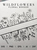 Wildflower Floral Border SVG: Hand-Drawn Flower Frame (Digital Files) house warming flower
