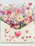 Floral Love Letter Fabric Art Quilt Block: 100% Cotton Panel (8x8) Love Romance Flower
