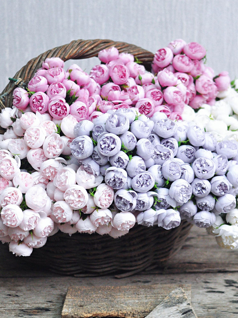 27 Peony Buds Bouquet Gift, White Peony Bunch, Pink Peony Bunch, Lilac Peony Flower Arrangement for Home Decor, Bridal Bouquet Accessories silk flower