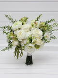 White green bridal bouquet flowers Spring summer wedding Faux wedding bouquet Artificial flowers Bouquet with amaranth Ivory olive green Bouquet