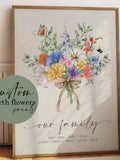 Custom Birth Flower Bouquet Print, Family Gift (Digital Download) birthday flower