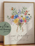 Custom Birth Flower Bouquet Print, Family Gift (Digital Download) ANNIVERSARY